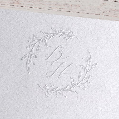 Elegant Floral Wreath Wedding Monogram Embosser