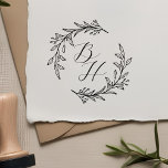 Elegant Floral Wreath Wedding Monogram Rubber Stamp<br><div class="desc">Custom-designed wedding monogram stamp featuring modern calligraphy with hand-drawn style floral wreath design.</div>