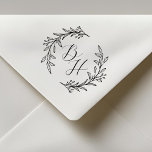 Elegant Floral Wreath Wedding Monogram Rubber Stamp<br><div class="desc">Custom-designed wedding monogram stamp featuring modern calligraphy with hand-drawn style floral wreath design.</div>