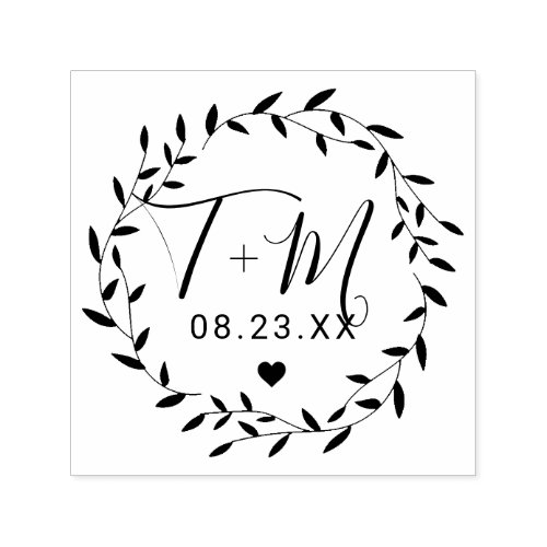 Elegant Floral Wreath Wedding Self_inking Stamp