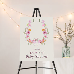 Elegant Floral Wreath Welcome Baby Shower Foam Board