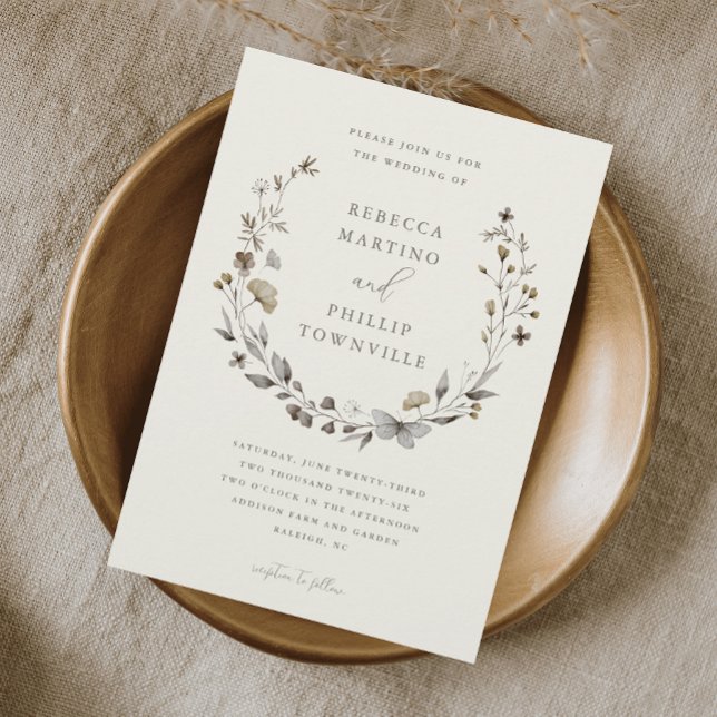Elegant Floral Wreath Wildflower Wedding Invitation (Creator Uploaded)