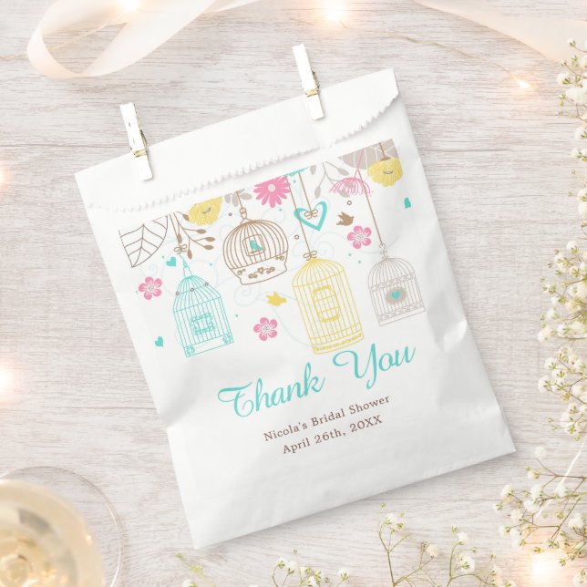 Elegant Floral Yellow and Pink Bridal Shower Favor Bag (Clipped)