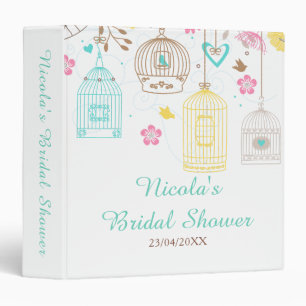Elegant Floral Yellow and Pink Bridal Shower Photo 3 Ring Binder