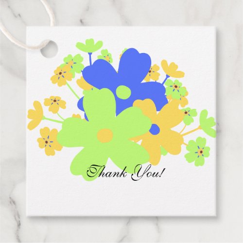 Elegant floral yellow blue green design favor tags