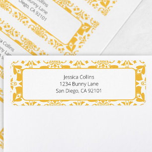 Elegant Floral Yellow Chic Modern Easter Brunch Label