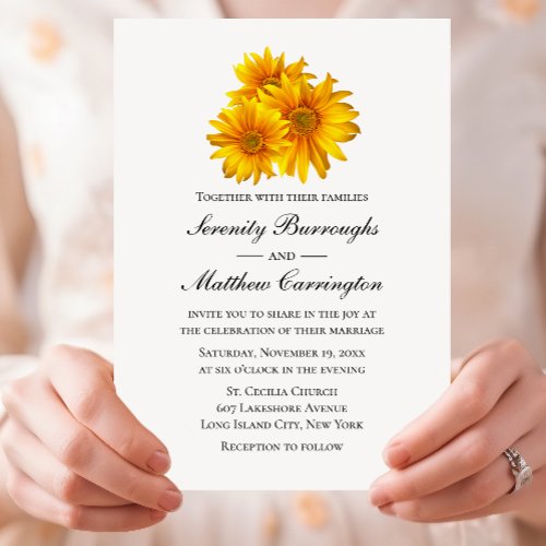 Elegant Floral Yellow Country Sunflower Wedding Invitation