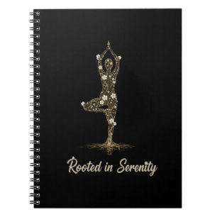 Elegant Floral Yoga Tree Pose   Rooted in Serenity Notebook
