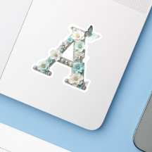 Elegant Floral Your Monogram A Vinyl Stickers