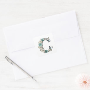 Elegant Floral Your Monogram C Paper Stickers