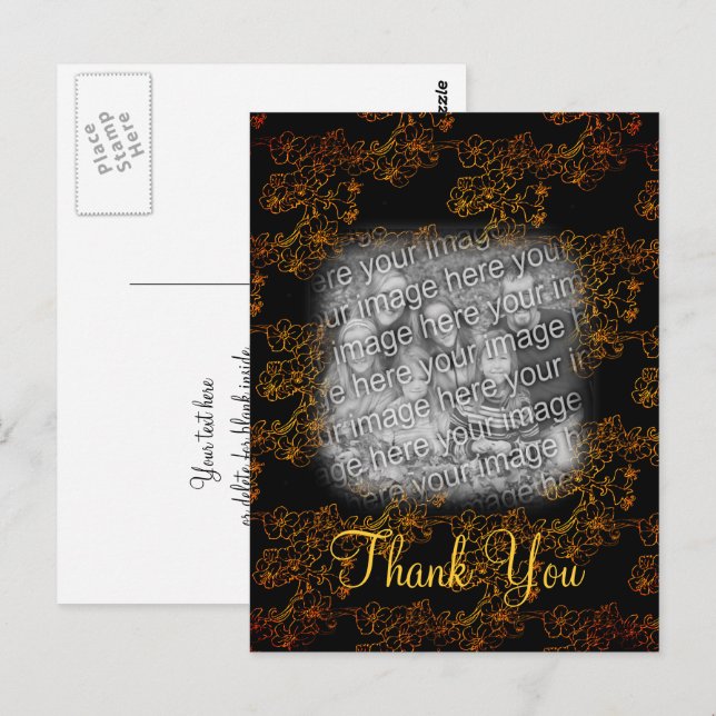 Elegant Floral Your Photo Thank You  Postcard (Front/Back)