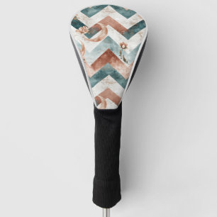 Elegant Floral Zigzag with Warm Lunar Highlights Golf Head Cover