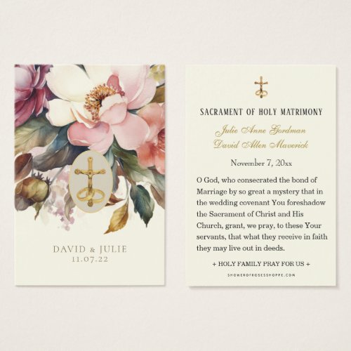 Elegant FloralCatholic Wedding Prayer Card