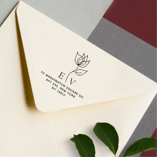 Elegant Florals Custom Initials Return Address Self-inking Stamp