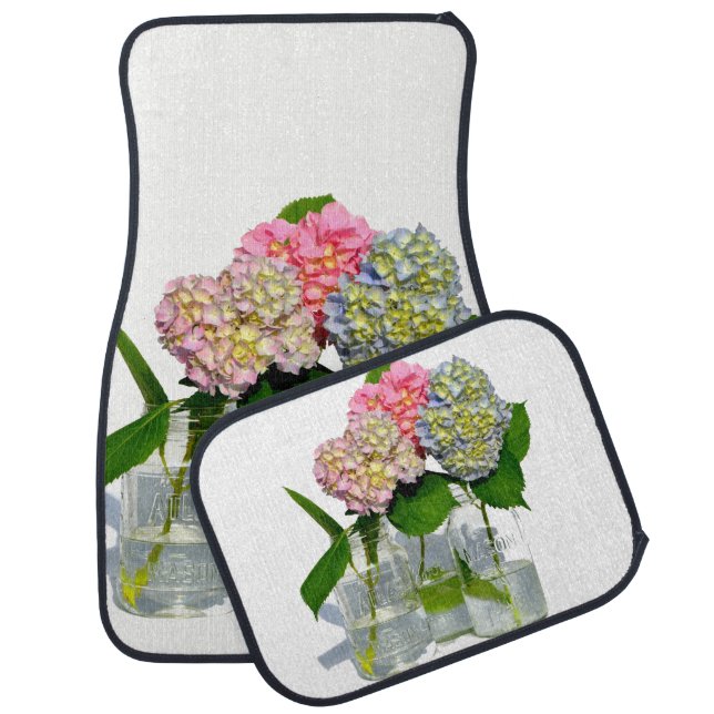 Elegant florals in mason jar car floor mat (Set)