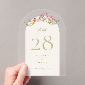 elegant florals spring Acrylic Arch Table Number