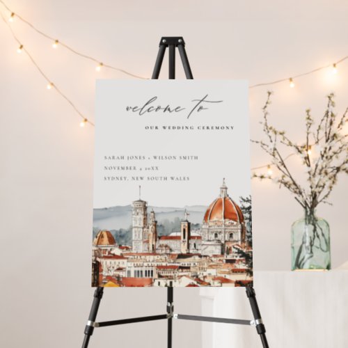 Elegant Florence Cathedral Italy Wedding Welcome Foam Board