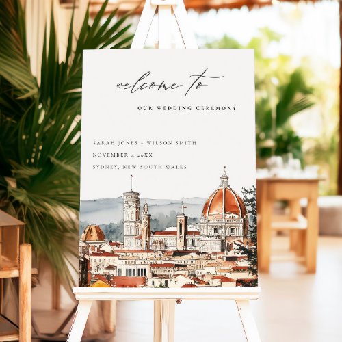 Elegant Florence Cathedral Italy Wedding Welcome Foam Board