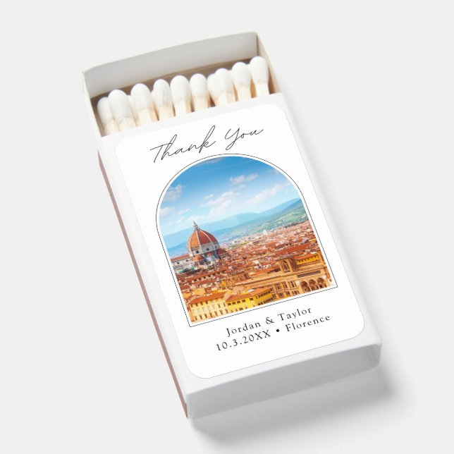 Elegant Florence Italy Wedding Thank You Favor Matchboxes (Front Open)