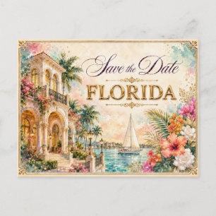 Elegant Florida Save the Date Wedding Invitation Postcard