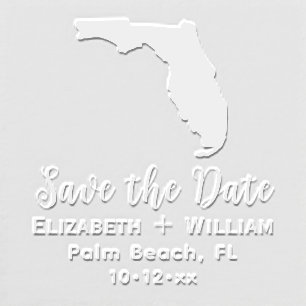 Elegant Florida State Map Wedding Save the Date Embosser
