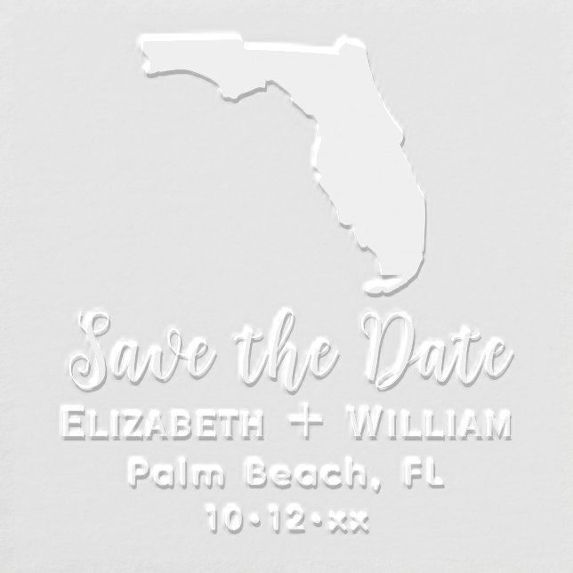Elegant Florida State Map Wedding Save the Date Embosser (Design)