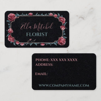 Elegant florist business card with roses