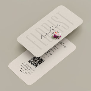 Elegant Florist Floral Designer Beige Business Card