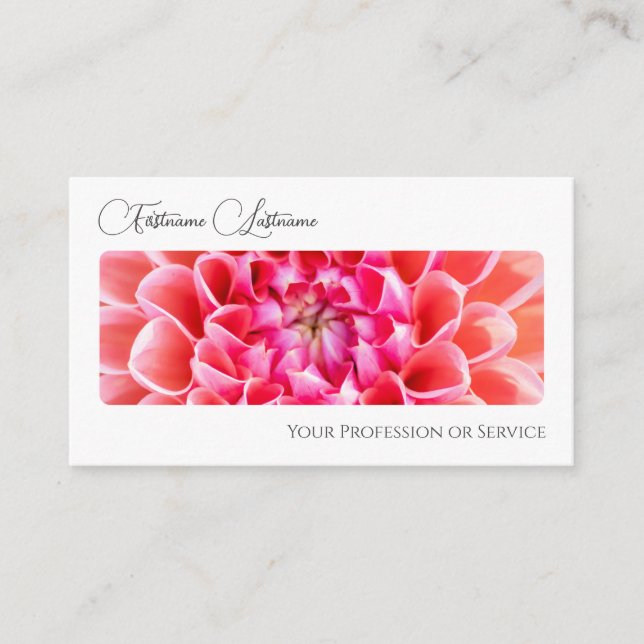 Elegant florist flower blossom calligraphy QR-Code Business Card (Front)