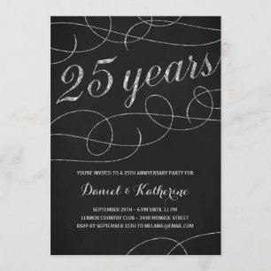 Elegant Flourish 25th Anniversary Party Invitation