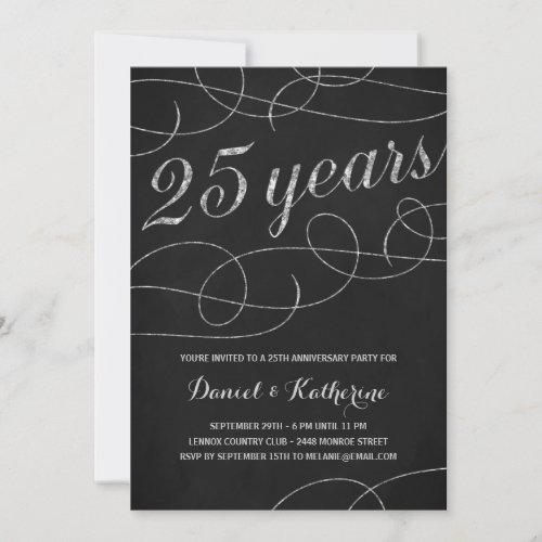 Elegant Flourish  25th Anniversary Party Invitation
