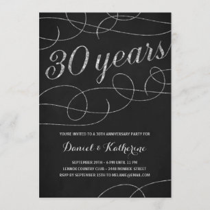 Elegant Flourish 30th Anniversary Party Invitation