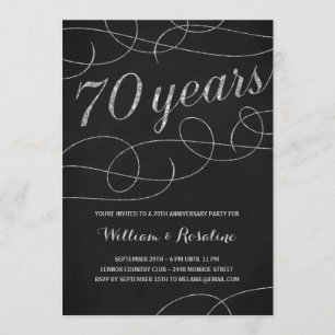 Elegant Flourish   70th Anniversary Party Invitation