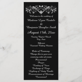 Elegant Flourish Black and White Wedding Programs