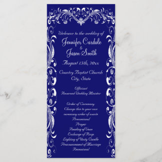 Elegant Flourish Blue Wedding Programs Templates