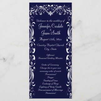 Elegant Flourish Blue Wedding Programs Templates
