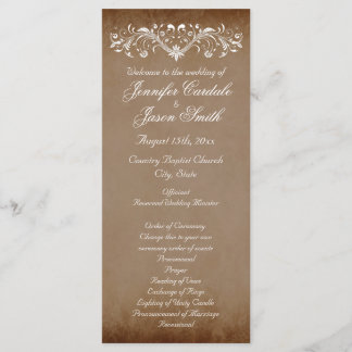 Elegant Flourish Brown Fall Wedding Programs