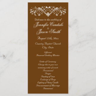 Elegant Flourish Brown Fall Wedding Programs