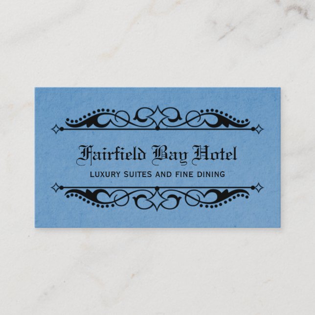 Elegant Flourish Business Card, Blue Card (Front)