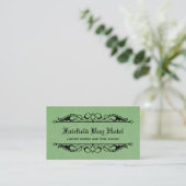 Elegant Flourish Business Card, Green Business Card (Standing Front)