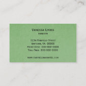 Elegant Flourish Business Card, Green Business Card (Back)