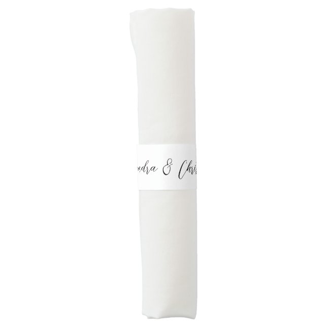 Elegant Flourish Calligraphy Names Wedding  Napkin Bands (Front)