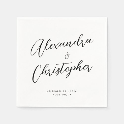 Elegant Flourish Calligraphy Names Wedding Napkins
