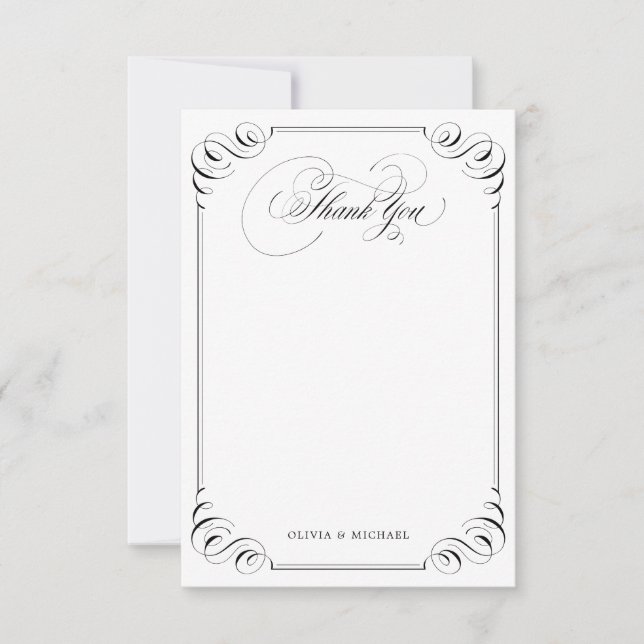 Elegant flourish calligraphy vintage thank you card (Front)