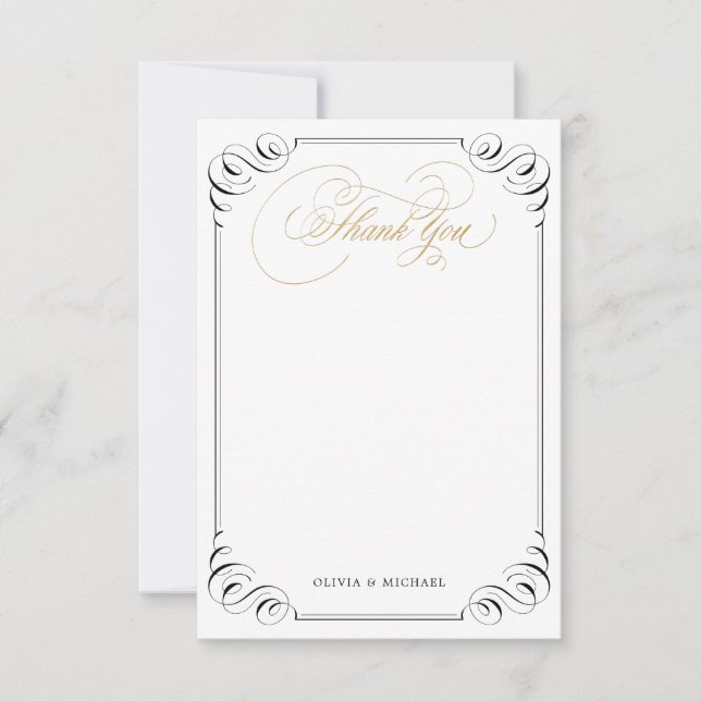 Elegant flourish calligraphy vintage thank you card (Front)