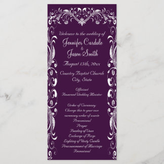 Elegant Flourish Deep Purple Wedding Programs