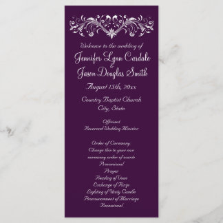 Elegant Flourish Deep Purple Wedding Programs