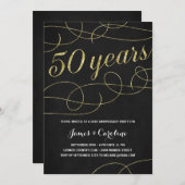 Elegant Flourish | Faux Gold Foil 50th Anniversary Invitation (Front/Back)