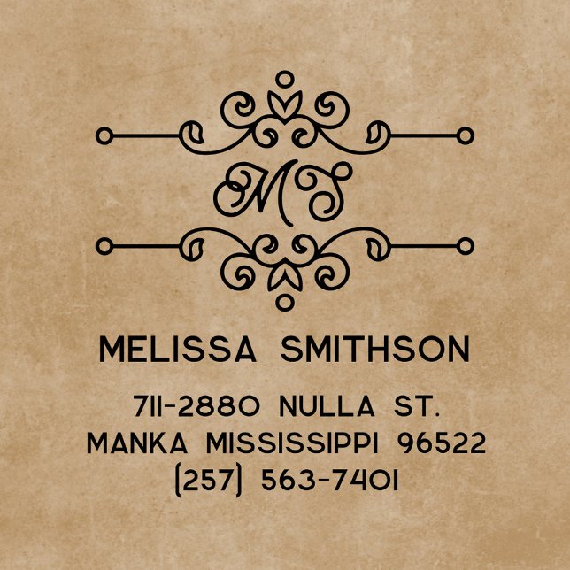     Elegant Flourish Personalized Monogram Address Self-inking Stamp (Creator Uploaded)