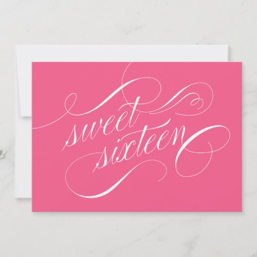Elegant Flourish Pink Sweet 16 Party Invitations